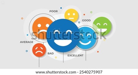 Emotion feedback scale on grey background abstract