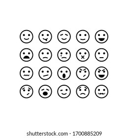 Emotion feedback scale. Smile, emoji or faces with emotions of joy, neutral and sadness of satisfaction. Set of emoticon icons. Illustrations of facial expressions on white background. Vector EPS 10