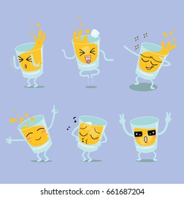 Emotion glasses of drinks, set of  emotion character