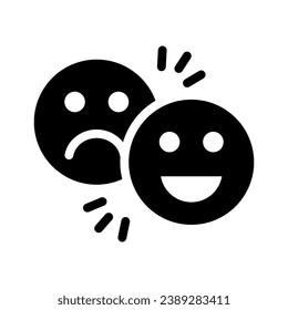 emotion glyph icon illustration vector graphic. Simple element illustration vector graphic, suitable for app, websites, and presentations isolated on white background
