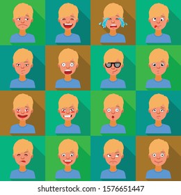 Emotion guy vector flat illustration. Set icon of sad,laugh,cry emotion.Laugh and cry guy.