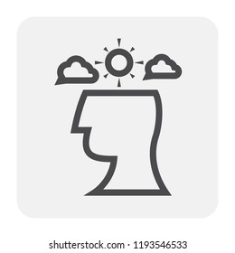 Emotion in head icon design, black and outline.