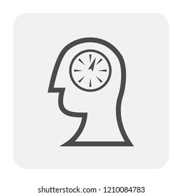 Emotion in head icon design, black and outline.