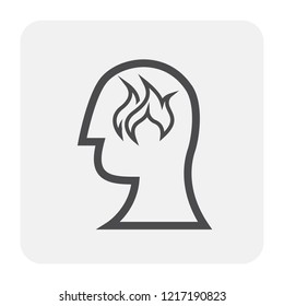 Emotion in head icon design, black and outline.