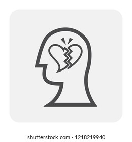 Emotion in head icon design, black and outline.