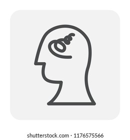 Emotion in head icon design, editable stroke.