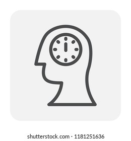 Emotion in head icon design, editable stroke.