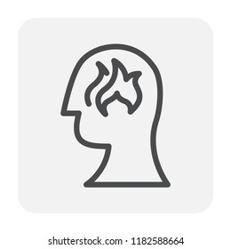 Emotion in head icon design, editable stroke.