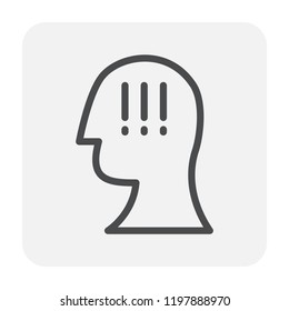 Emotion in head icon design, editable stroke.
