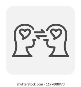 Emotion in head icon design, editable stroke.