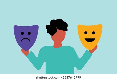 Emotion versteckt hinter Maske, Illustration zur psychischen Gesundheit