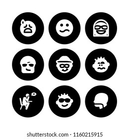emotion icon. 9 emotion set with smug, emoticon, sad and confused vector icons for web and mobile app