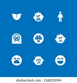 emotion icon. 9 emotion set with yelling, mouth, scared and angry vector icons for web and mobile app