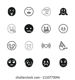 Emotion icon. collection of 16 emotion filled and outline icons such as rolling eyes emot, emot with zipper mouth. editable emotion icons for web and mobile.