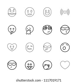 Emotion Icon. Collection Of 16 Emotion Outline Icons Such As Cool Emot In Sunglasses, Yawn Emot, Emoji Showing Tongue. Editable Emotion Icons For Web And Mobile.