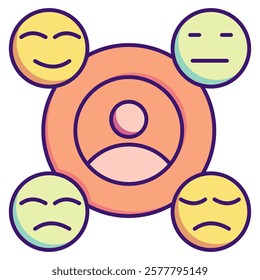 Emotion Icon - Lineal Color Style - Brain Theme