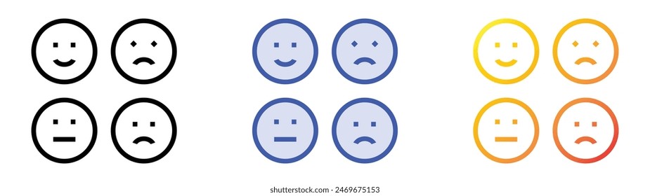 emotion icon. Linear, Blue Fill and Gradient Style Design Isolated On White Background
