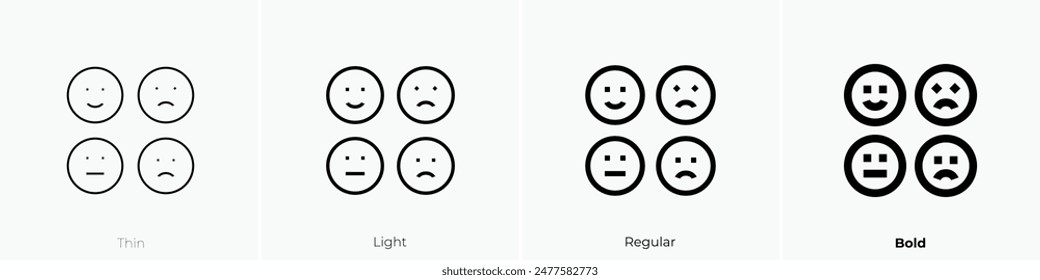 emotion icon. Thin, Light Regular And Bold style design isolated on white background