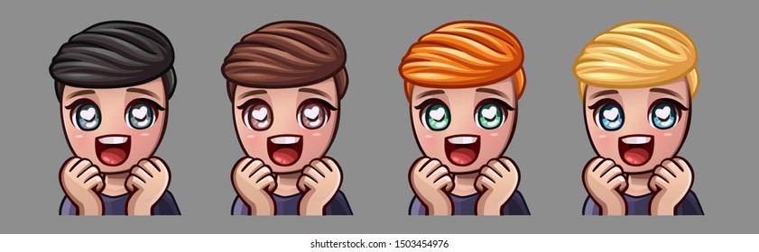 Emotion icons happy man love for social networks and stickers. Vector illustration