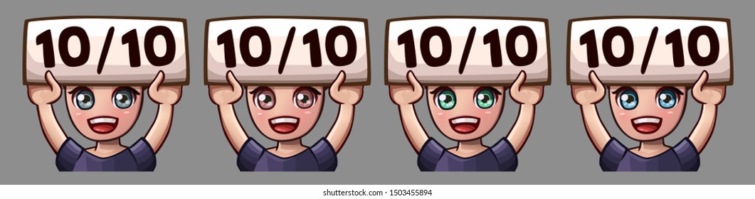 Emotion icons happy ten out of ten man for social networks and stickers. Vector illustration