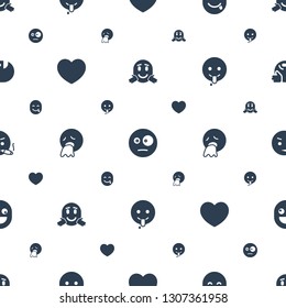 emotion icons pattern seamless white background. Included editable filled confused emot, surprised emot, emot showing tongue, heart, vomiting icons. emotion icons for web and mobile.
