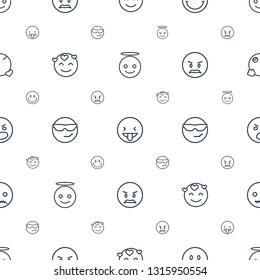 emotion icons pattern seamless white background. Included editable outline emoji angel, showing tongue emot, emot in love, emotion icons for web and mobile.