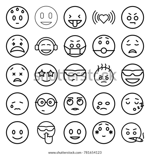 Emotion Icons Set 25 Editable Outline Stock Vector (Royalty Free ...