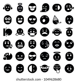 Emotion icons. set of 36 editable filled emotion icons such as emoji in mask, crying emot, angry emot