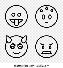 Emotion icons set. set of 4 emotion outline icons such as angry emot