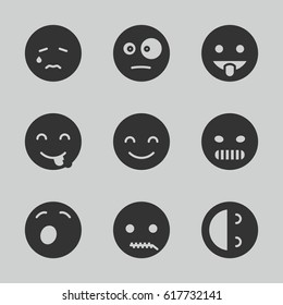 Emotion icons set. set of 9 emotion filled icons such as smiling emot