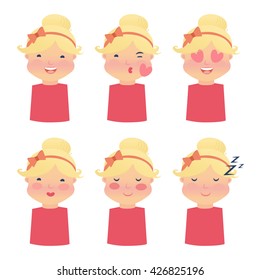 Emotion icons. Set of Emoji. Isolated vector illustration on a white background