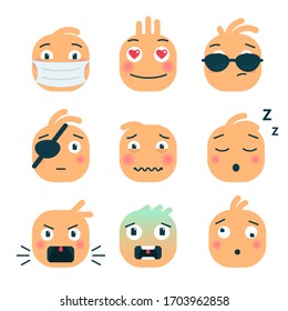 Emotion icons. Set of flat Emoji symbols.