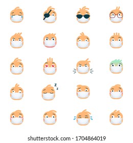 Emotion icons. Set of flat Emoji symbols.