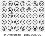 Emotion icons. Set of round lines Emoji symbols. Smile icon. Emoticon or emoji illustration icons