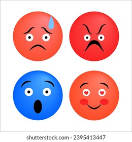 Iconos de emoción en forma de círculo. divertido