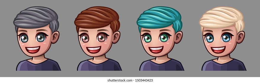 Emotion icons smile man for social networks and stickers. Vector illustration