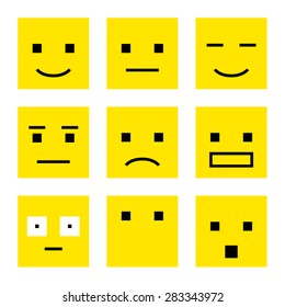 Emotion icons. Square emoji icons.