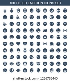 emotion icons. Trendy 100 emotion icons. Contain icons such as crazy emot, blush, emoji in mask, upset and worry emot, emoji showing tongue, angry emot. emotion icon for web and mobile.