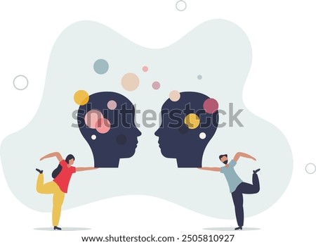 Emotion intelligence and ability to understand other people feelings.flat design with people.