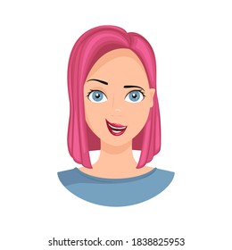 The emotion of joy. A woman's face displayed joy. Nice laughing girl, joyful woman.