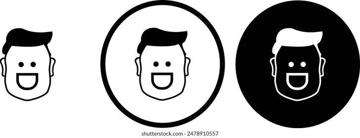 emotion Laughing icon black outline for web site design 
and mobile dark mode apps 
Vector illustration on a white background