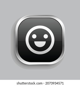 emotion line icon design. Glossy Button style rounded rectangle isolated on gray background. Vector illustration