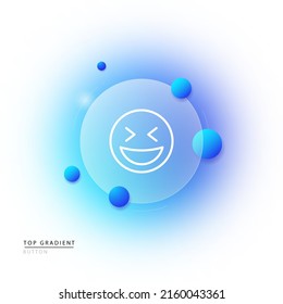 Emotion line icon. Laughter, joy, fun round face, distempered emoticon. Feeling, emoji. Good mood concept. Glassmorphism style. Vector line icon for Business and Advertising