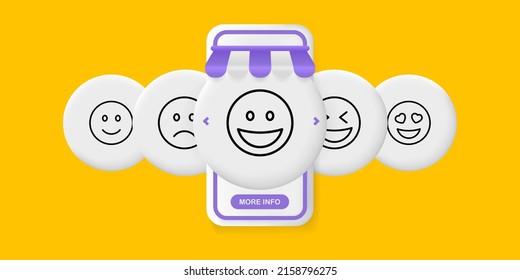 Emotion line icon. Wonder, fun, laugh, astonishment round face, emoticon. Feeling, emoji. Mood concept. UI phone app screens with people. Vector line icon for Business and Advertising