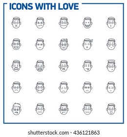 emotion line icons hipster