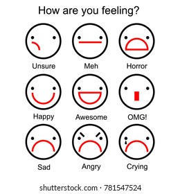 Emotion line icons Vector Design. Adjust stroke weight. Expand to any size. Change to any colour. Simple and minimalistic design concept. Graphic illustration