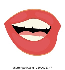 Emotion lips in flat cartoon design. Demonstration of the world of colorful emotion with this remarkable illustration, as it portrays a variety of feelings through bright lips. Vector illustration.