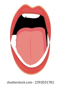 Emotion lips in flat cartoon design. This captivating artwork highlight the colorful style that beautifully captures the nuances of bright lips and their heartfelt expressions. Vector illustration.