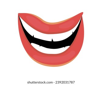 Emotion lips in flat cartoon design. In this illustration, a beautiful, colorful style complements the striking impact of bright lips, bringing edgy feelings to life. Vector illustration.