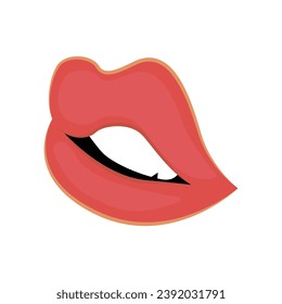 Los labios de emoción en el diseño de dibujos animados planos. Expresión vibrante con esta ilustración, donde el estilo colorido y los labios brillantes se combinan para transmitir una gama de emociones cautivadoras. Ilustración vectorial.